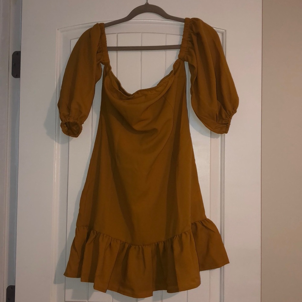 Off the Shoulder Mustard yellow dress